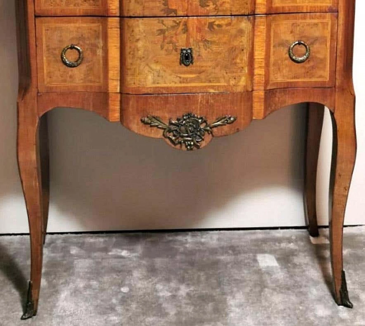 Louis XVI style chest of drawers in walnut briarwood and marble top, 19th century 1194500