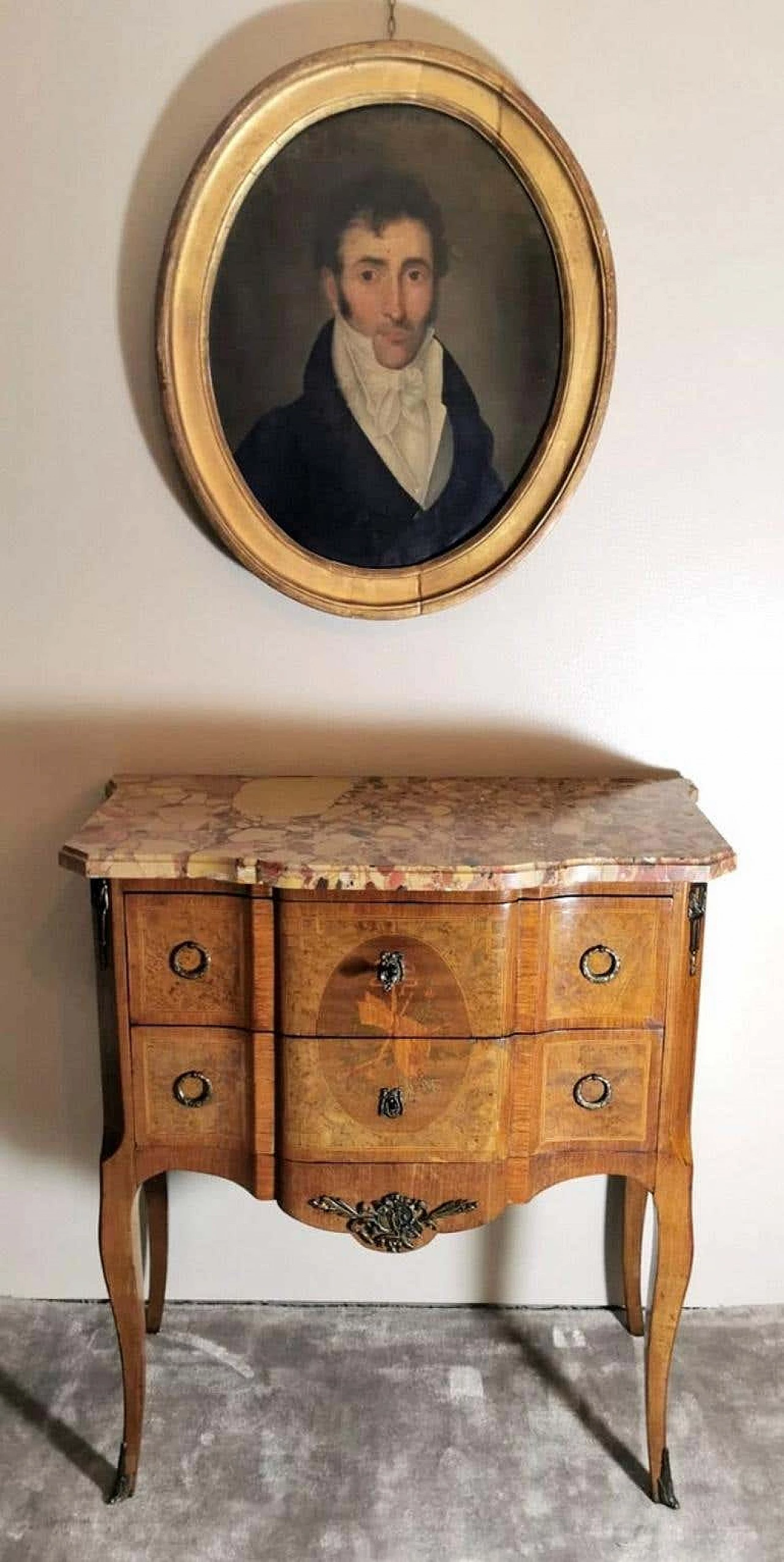 Louis XVI style chest of drawers in walnut briarwood and marble top, 19th century 1194515