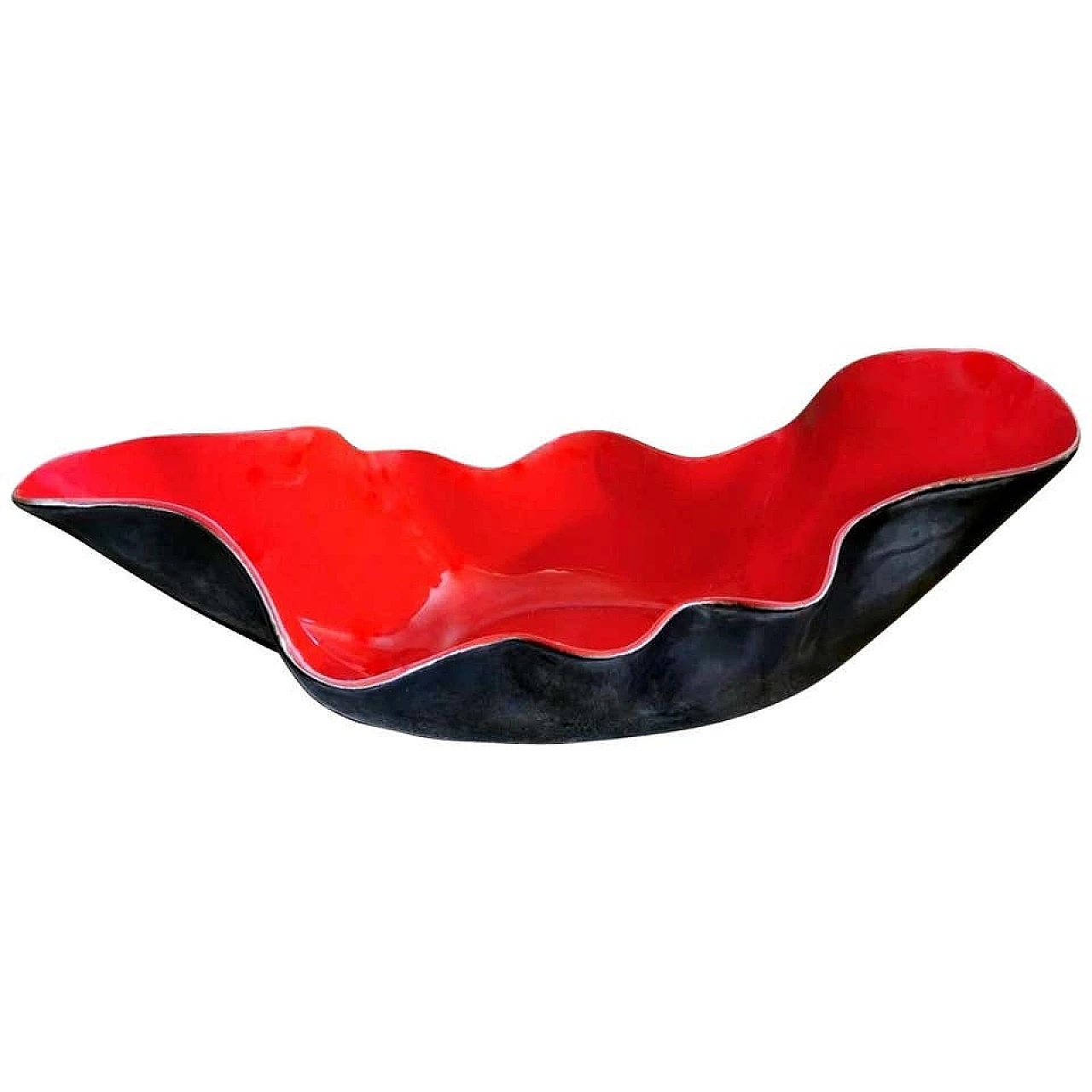 Centrotavola in stile Rockabilly in ceramica rossa e nera, anni '50 1194553