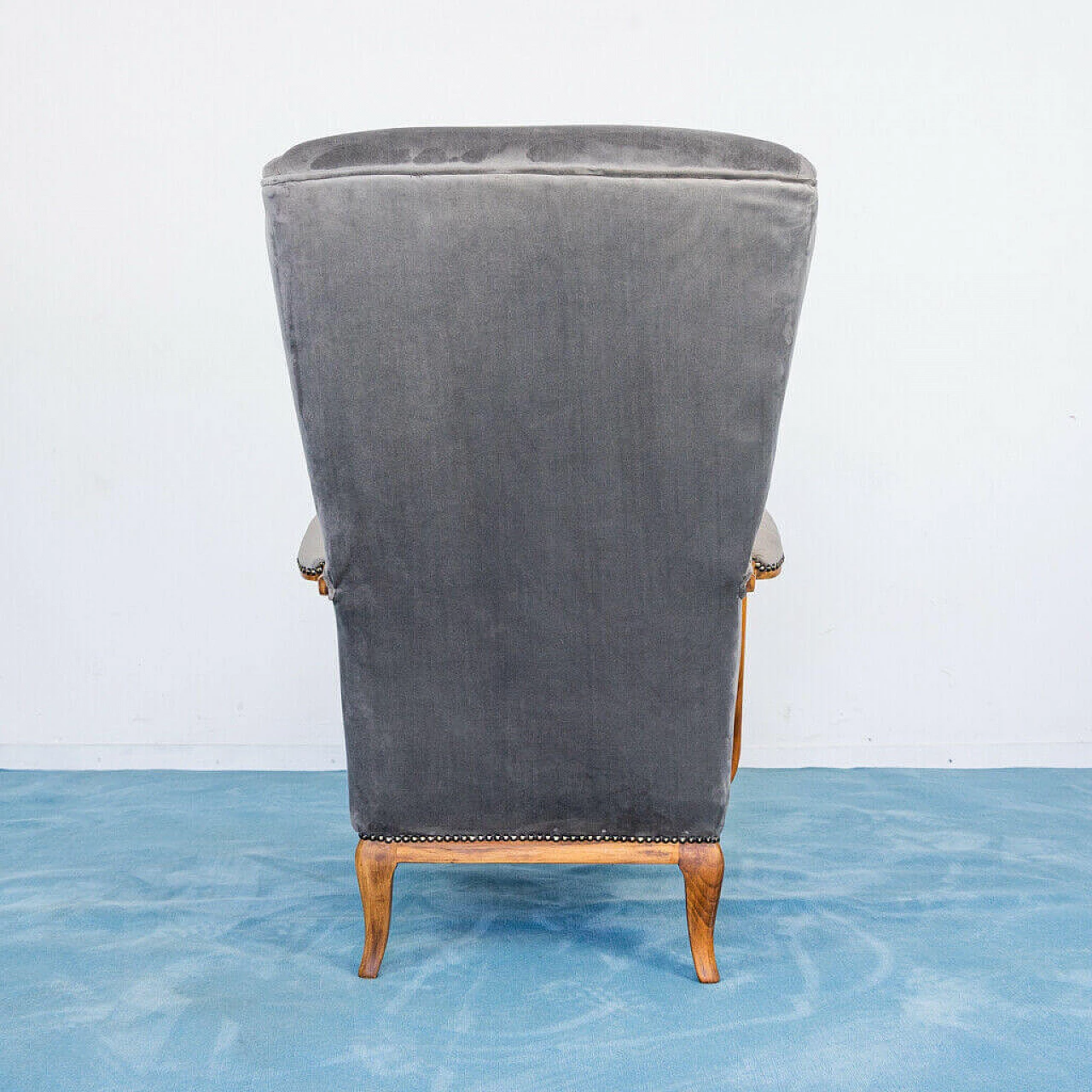 Pair of armchairs in velvet and walnut wood by Paolo Buffa, 1950s 1194718