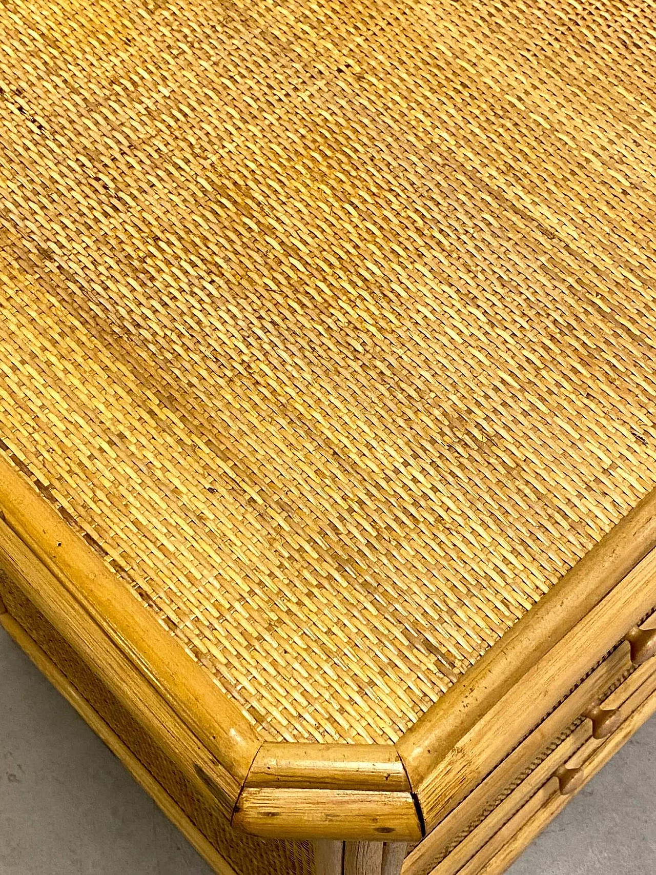 Cassettiera in bambù e vimini, anni '70 1194725