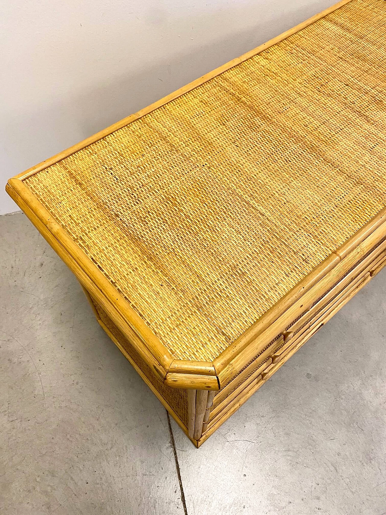 Cassettiera in bambù e vimini, anni '70 1194729