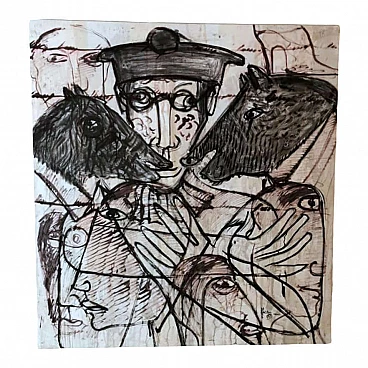 Dipinto tecnica mista su tela Giudici 8 di Max Marra, 2004