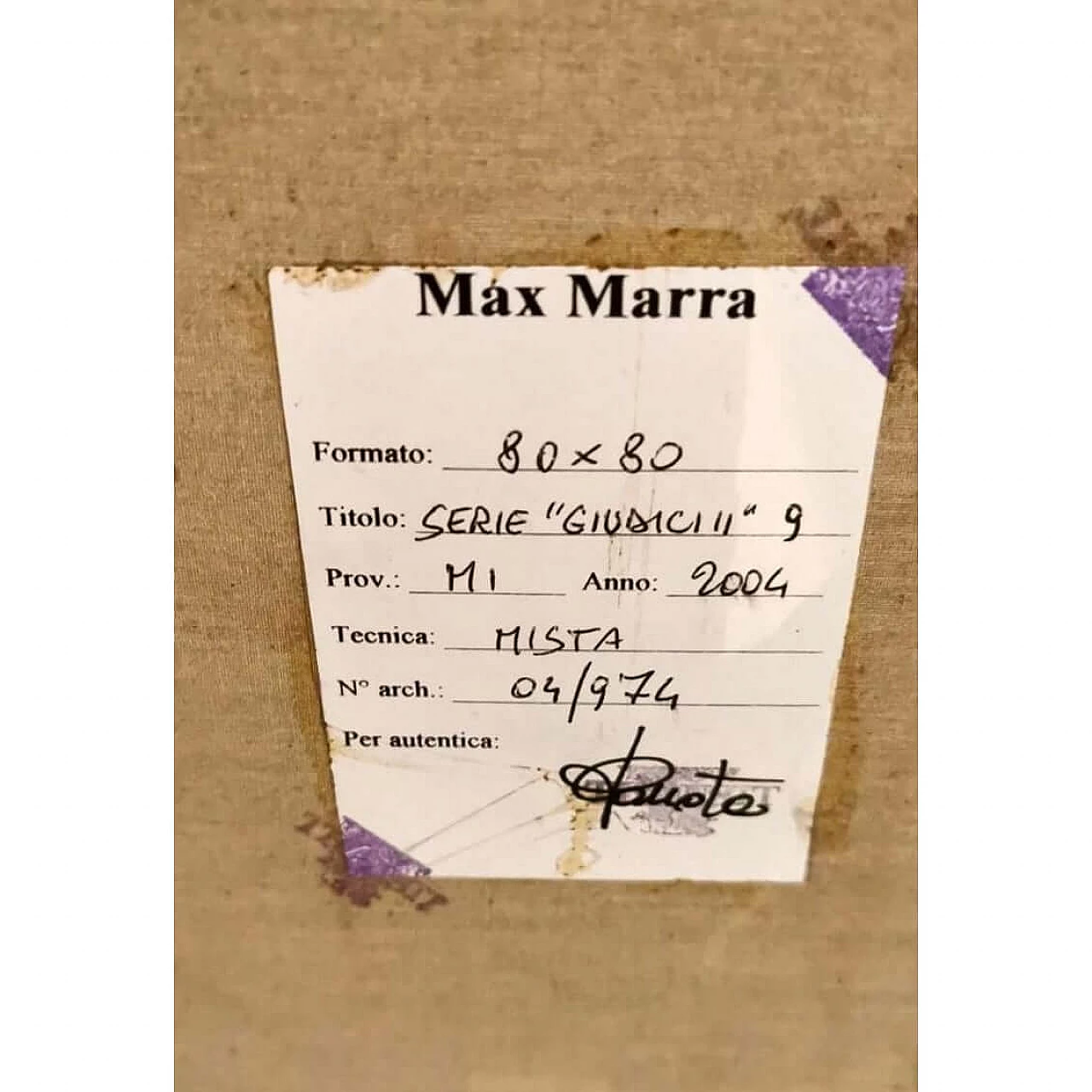 Coppia di dipinti tecnica mista su tela Giudici II 9 e 14 di Max Marra, 2004 1194744