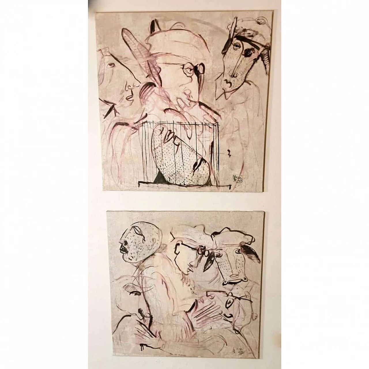 Coppia di dipinti tecnica mista su tela Giudici II 9 e 14 di Max Marra, 2004 1194753