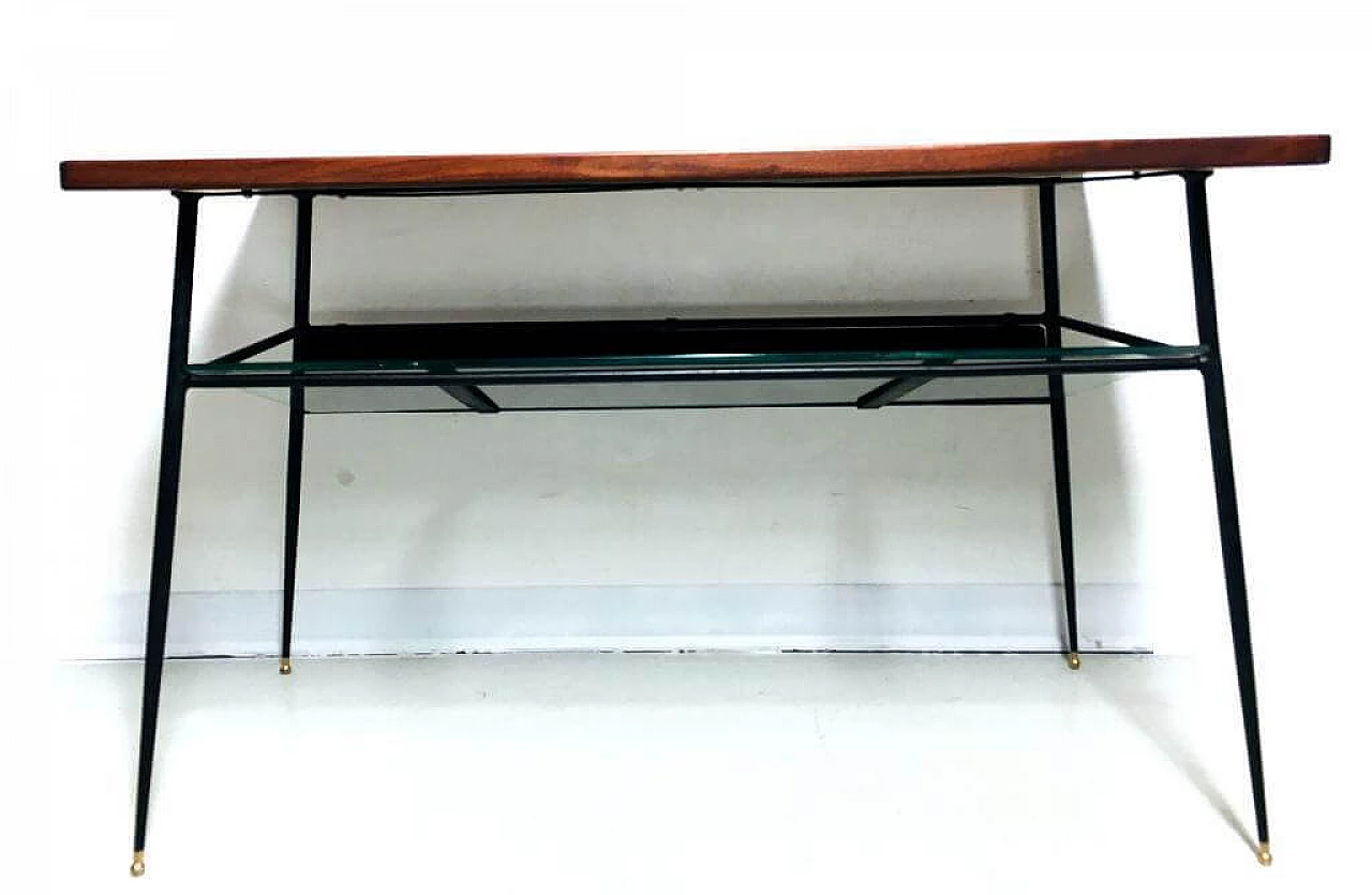 Teak coffee table with magazine rack, 1950s 1195056