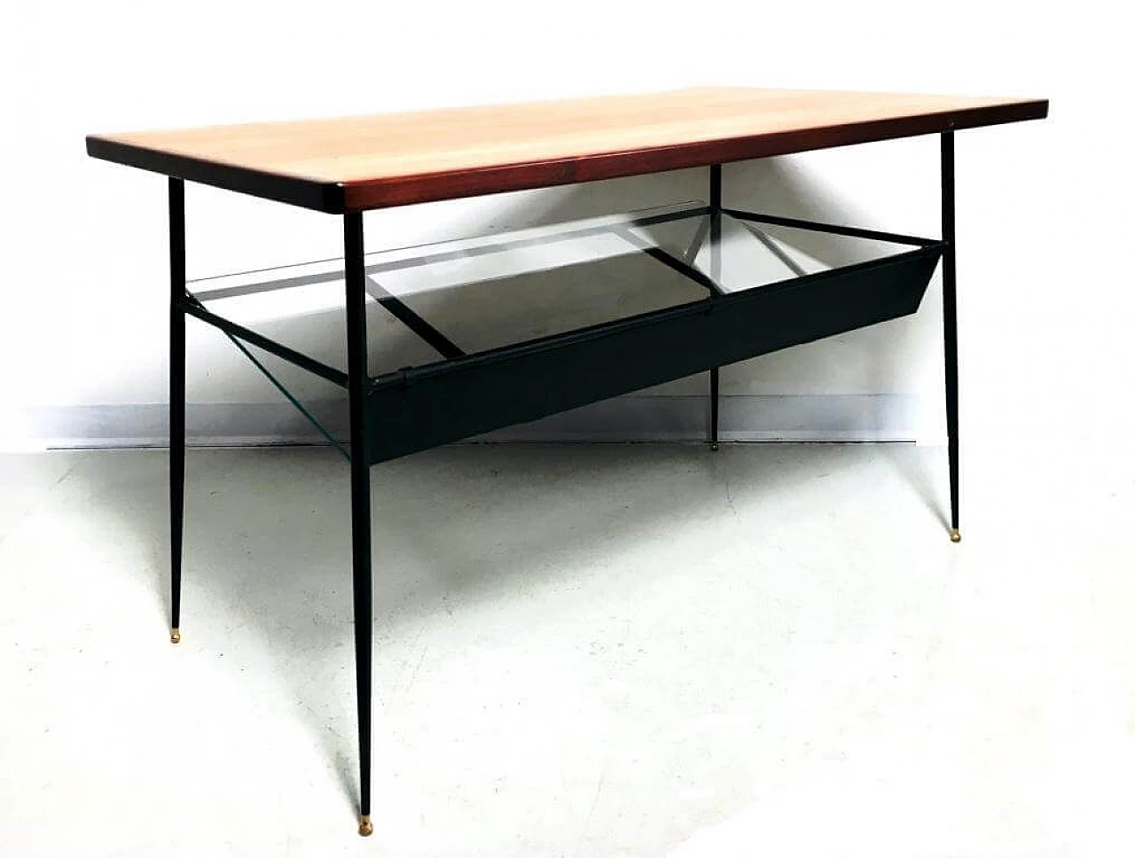 Teak coffee table with magazine rack, 1950s 1195060