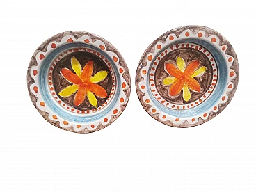Coppia di piatti in ceramica De Simone, anni '70