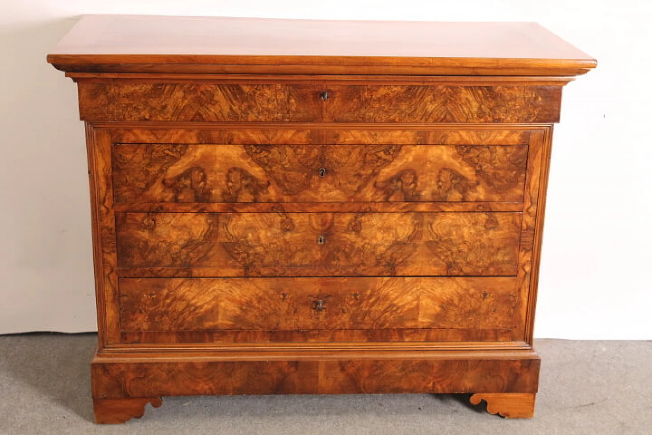 Louis Philippe chest of drawers in walnut and briar, 1860 1195103