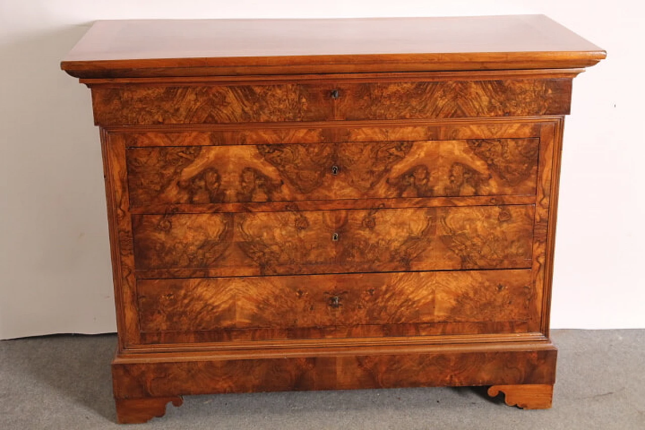 Louis Philippe chest of drawers in walnut and briar, 1860 1195108