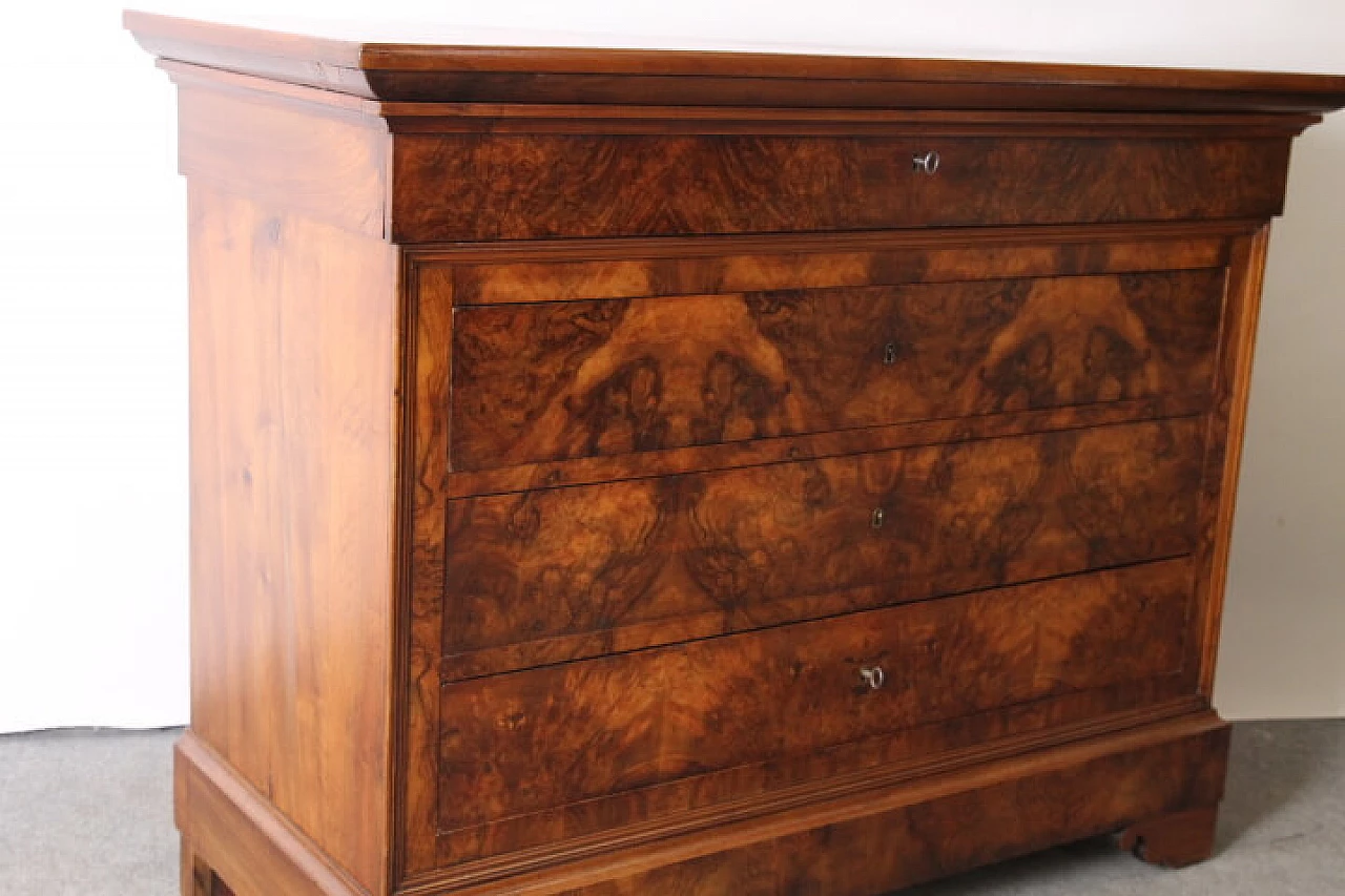 Louis Philippe chest of drawers in walnut and briar, 1860 1195129