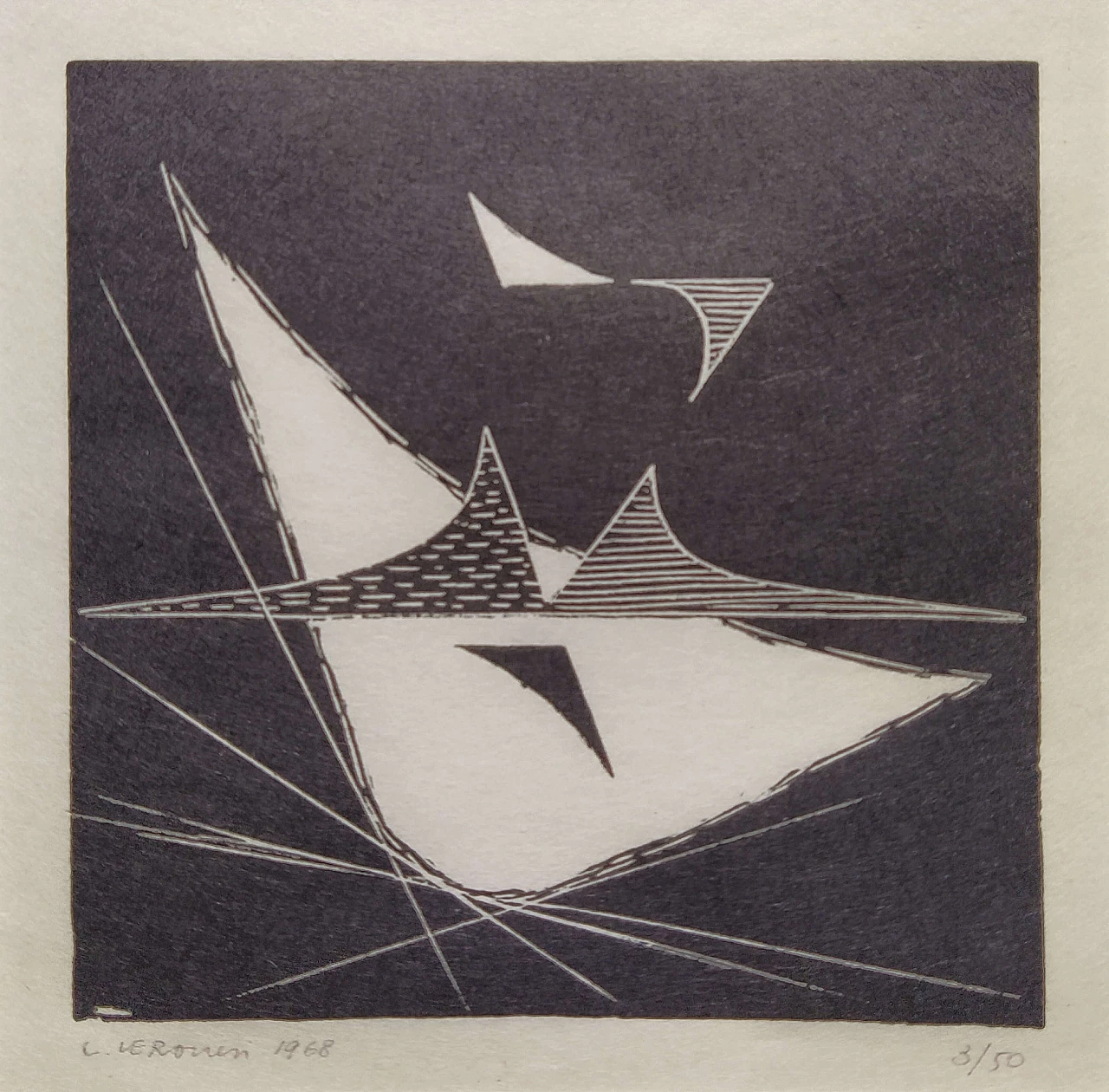 Woodcut Astratto by Luigi Veronesi, 1968 1195151