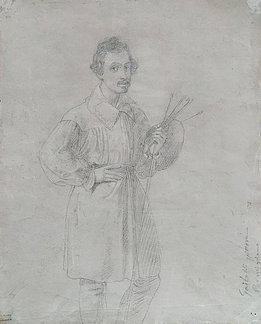 Matita e gessetto su carta Autoritratto di Giovanni Gaibazzi