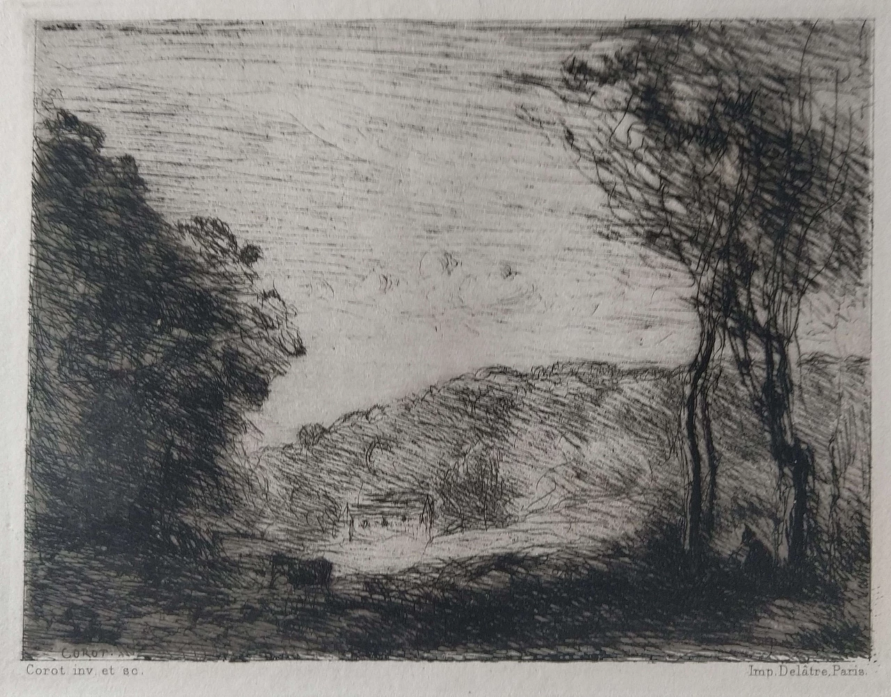 Etching Campagne Boisèe by Jean-Baptiste Camille Corot, 1866 1195190