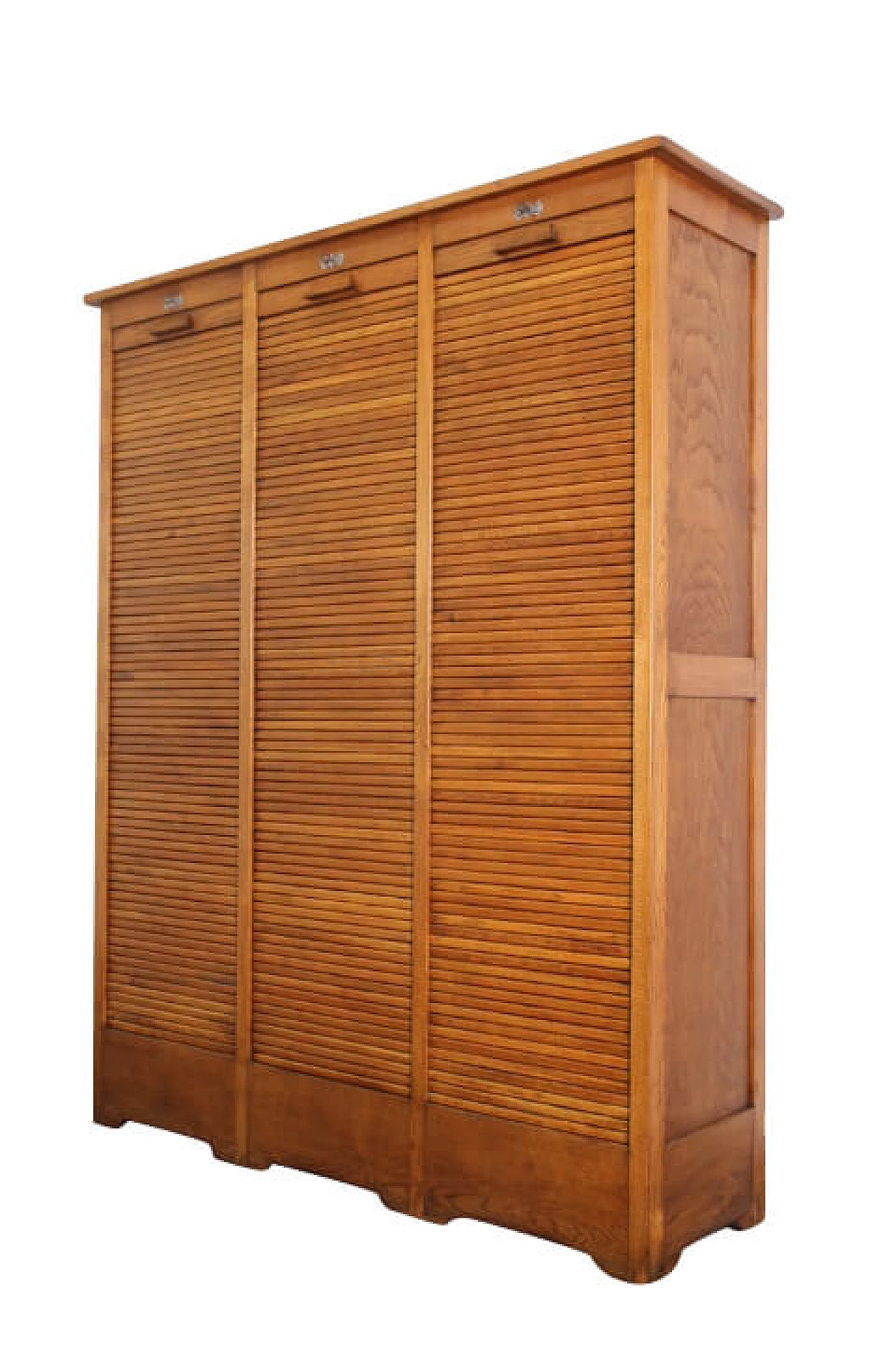 Bookcase or filing cabinet with 3 oak shutters, 1940s 1195191