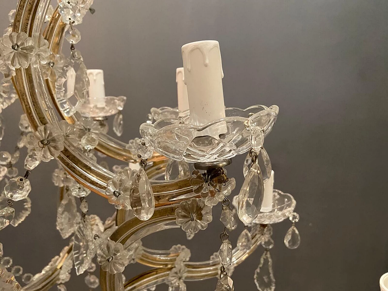 Large Italian Crystal Chandelier, 50s 1195217