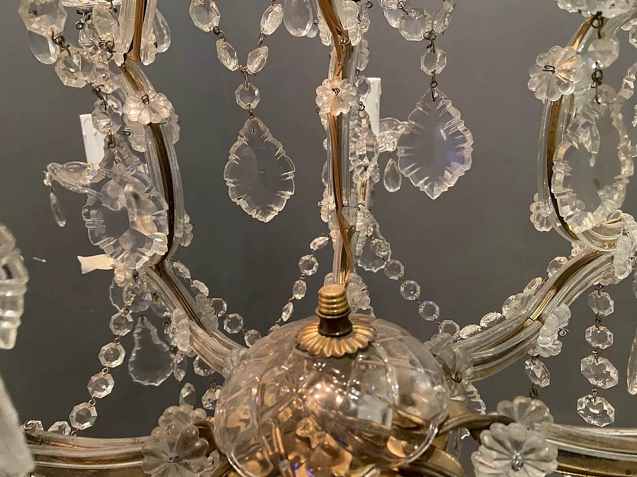 Large Italian Crystal Chandelier, 50s 1195218