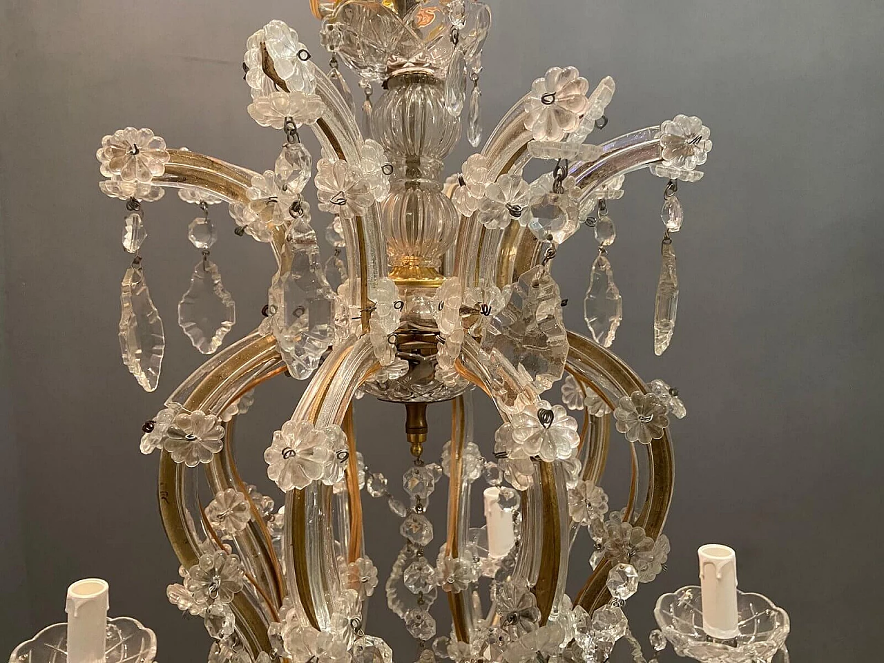 Large Italian Crystal Chandelier, 50s 1195219