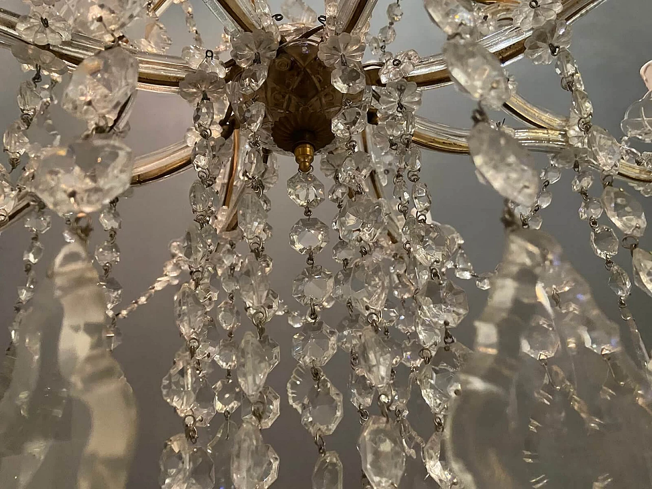 Large Italian Crystal Chandelier, 50s 1195220