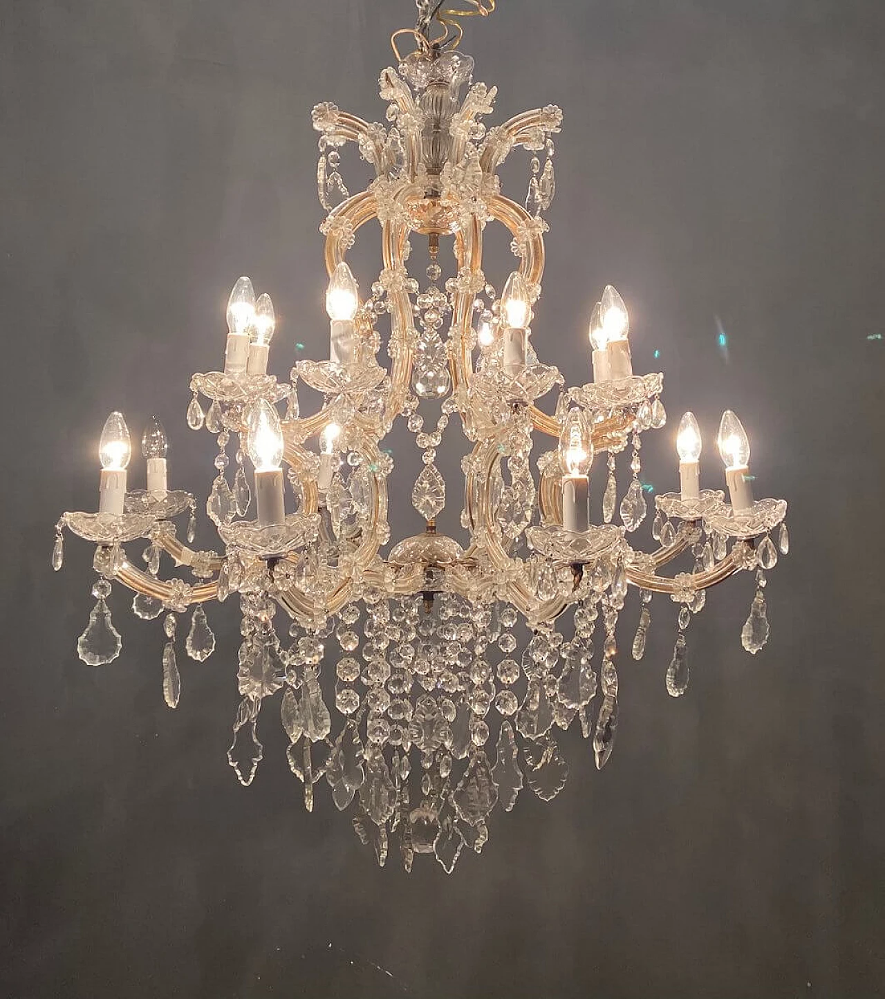 Large Italian Crystal Chandelier, 50s 1195221