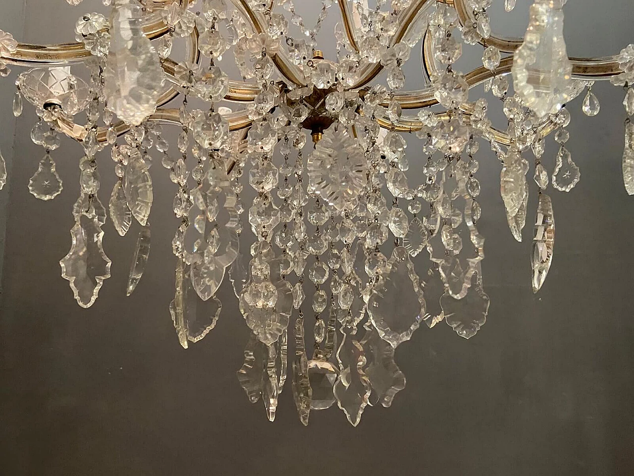 Large Italian Crystal Chandelier, 50s 1195223