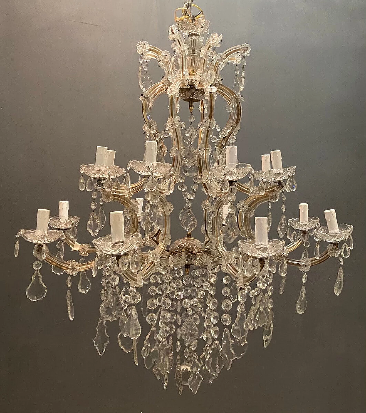 Large Italian Crystal Chandelier, 50s 1195224