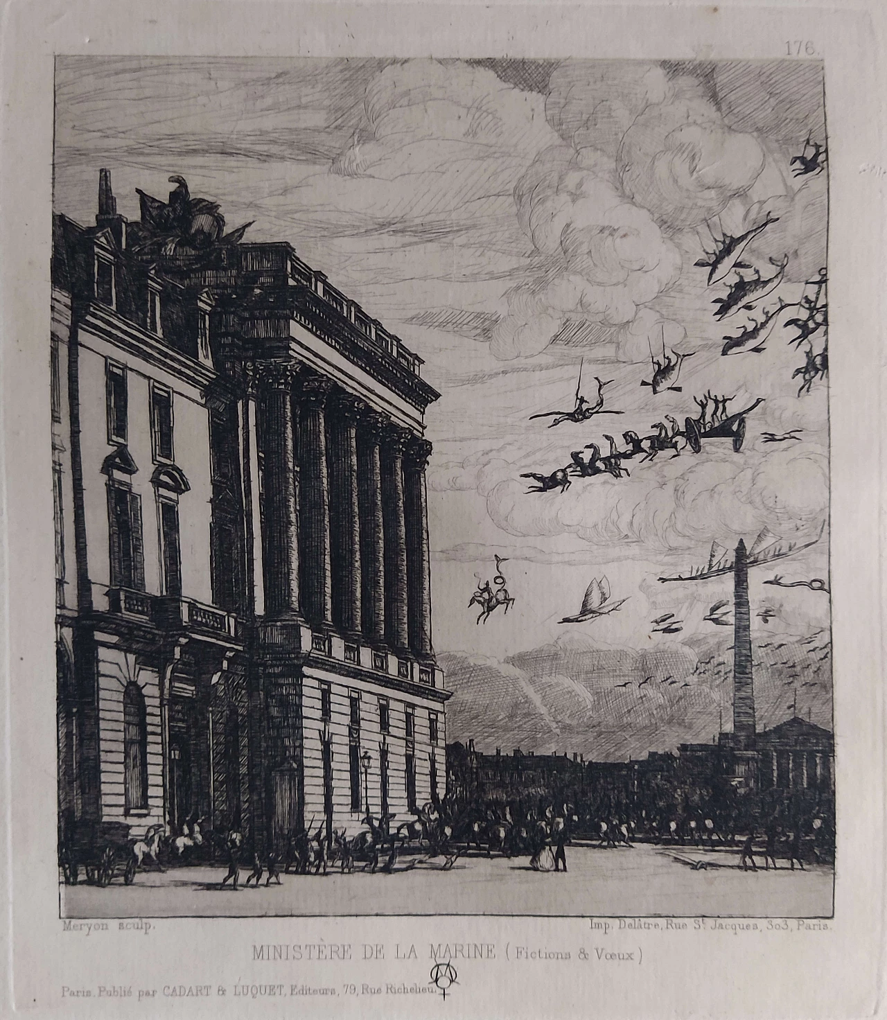 Etching Ministère de la Marine (Fictions et Voeux) by Charles Meryon, 1865 1195245
