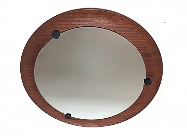 Specchio circolare con base in teak di Campo & Graffi, anni '60