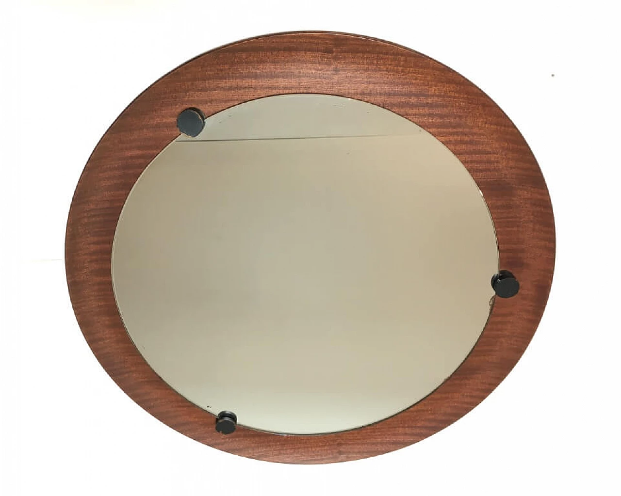 Specchio circolare con base in teak di Campo & Graffi, anni '60 1195608