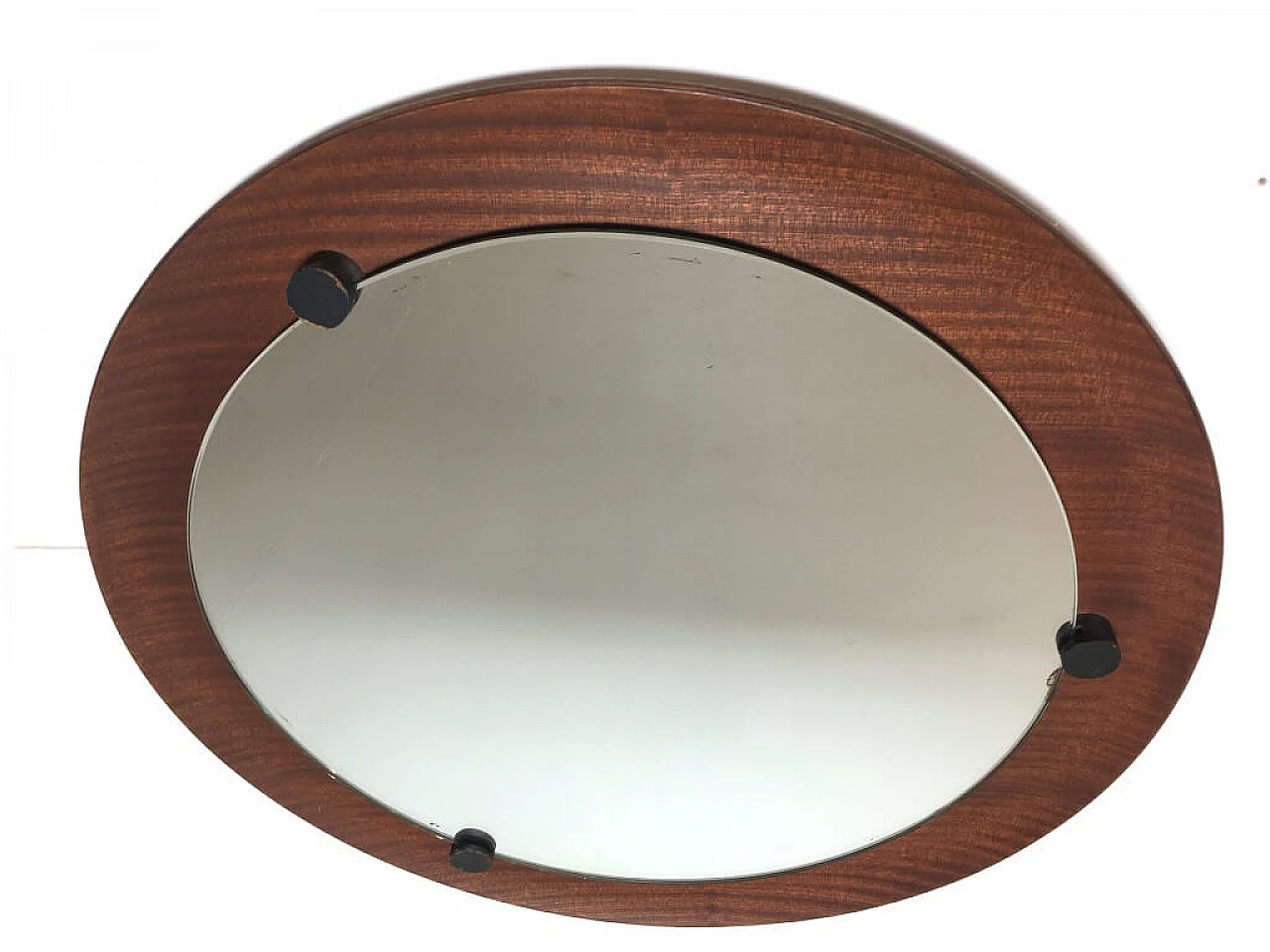 Specchio circolare con base in teak di Campo & Graffi, anni '60 1195609