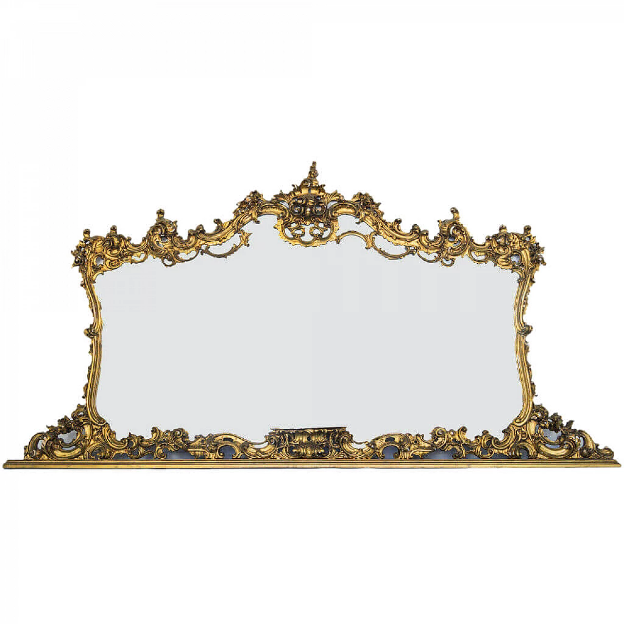 Specchio a parete in legno dorato, anni '50 1195859