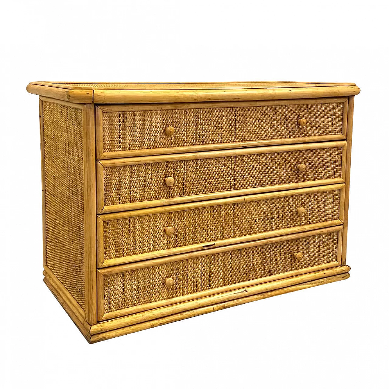 Chest of drawers in bamboo and wicker, 1970s 1196067
