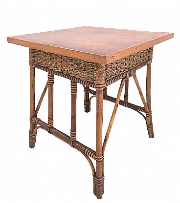 Wicker coffee table, 1950s