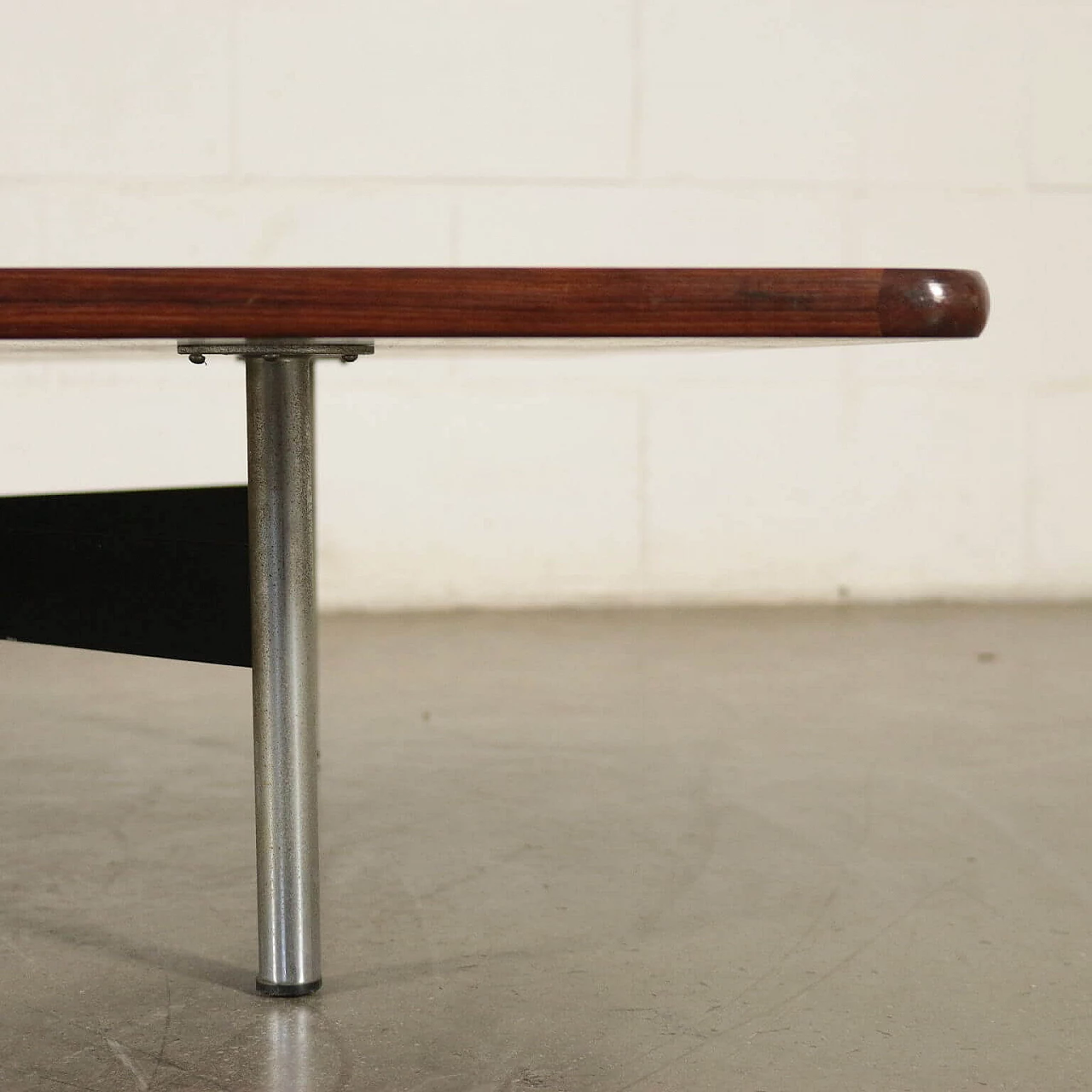 Coffee table in rosewood and metal, 60s 1196240