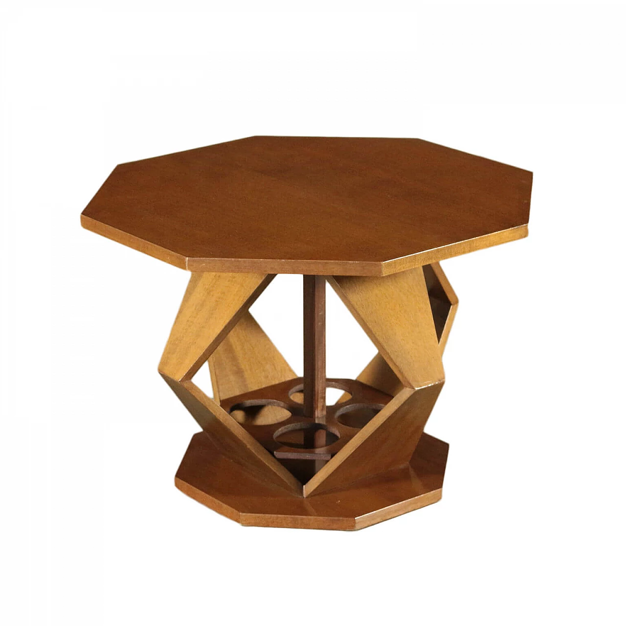 Side table with bottle holder in Tanganyika walnut, 70s 1196383