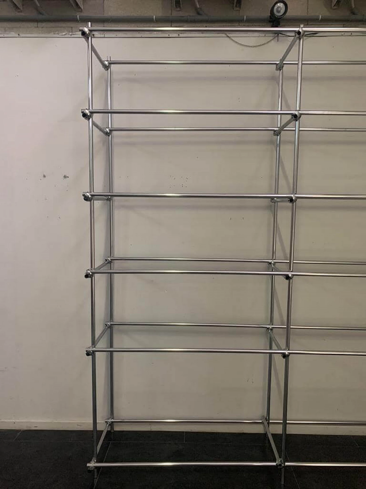 Chrome tubular shelf with metal clamps from S.B.E., 60s 1196413