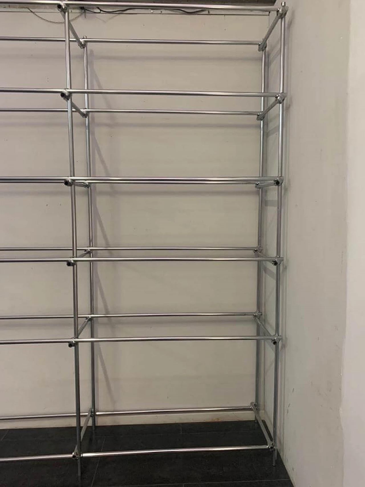 Chrome tubular shelf with metal clamps from S.B.E., 60s 1196414