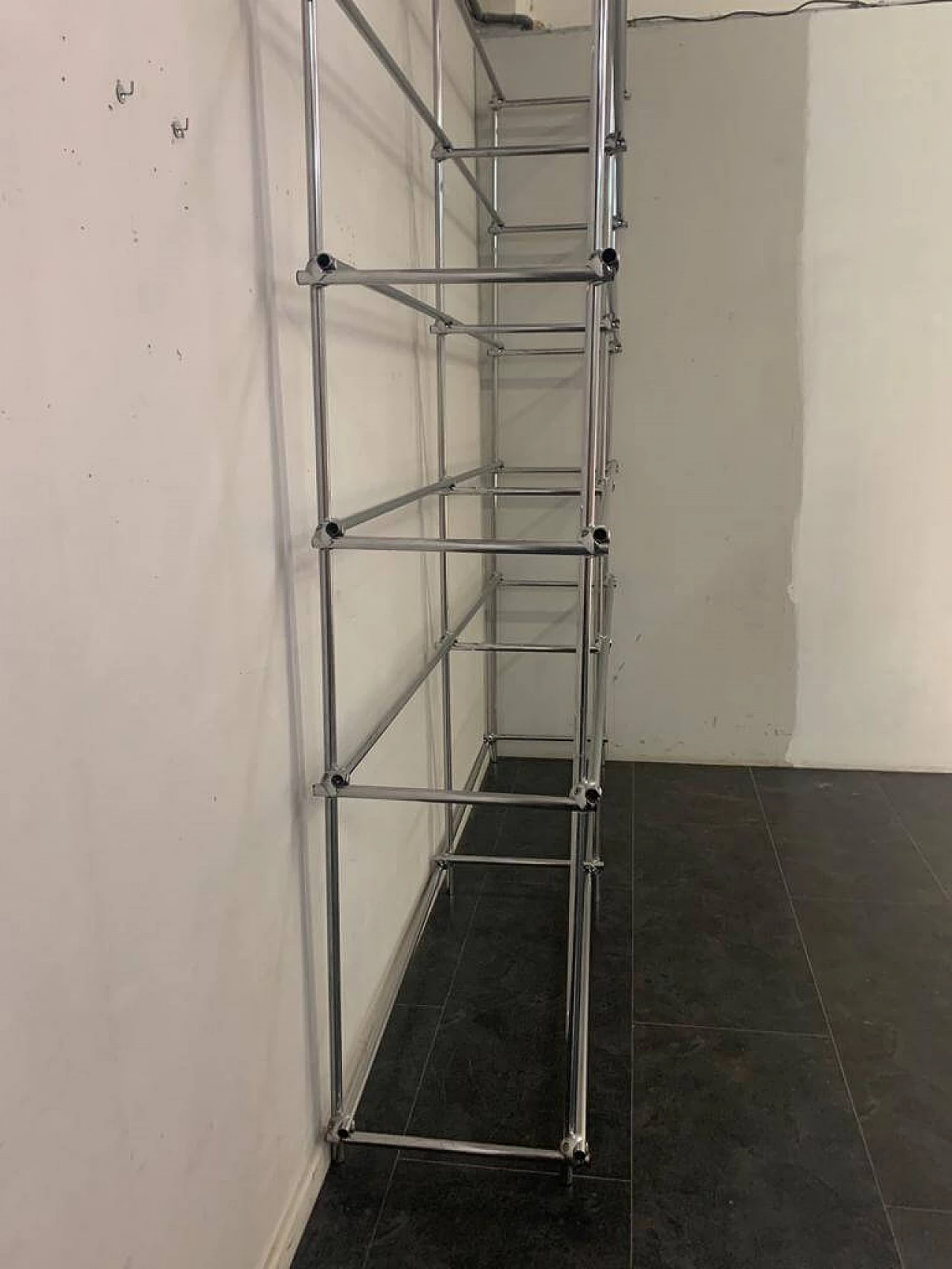 Chrome tubular shelf with metal clamps from S.B.E., 60s 1196417
