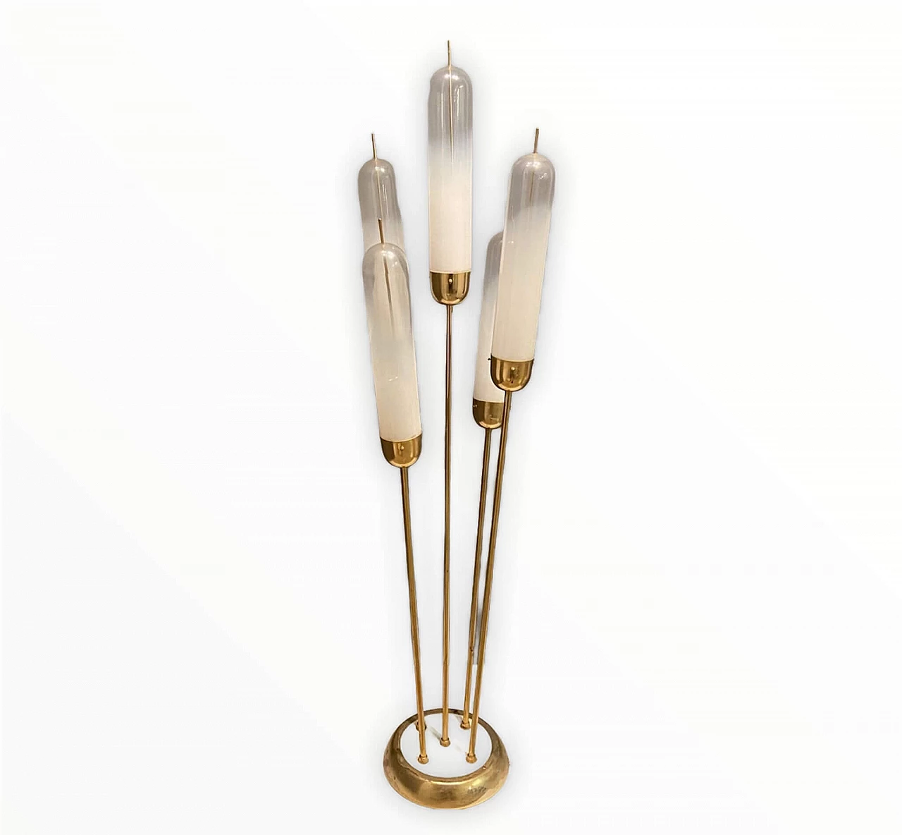 Lampada da terra di Carlo Nason per Mezzega in vetro di Murano e ottone, anni '70 1196476