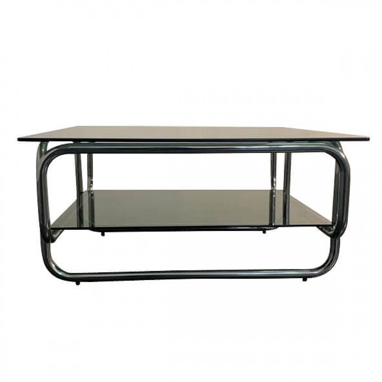 Coffee table in steel and smoked glass, 1970s 1196609