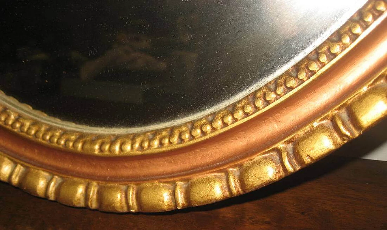 Specchiera ovale dorata a oro Matto, anni '70 1196797