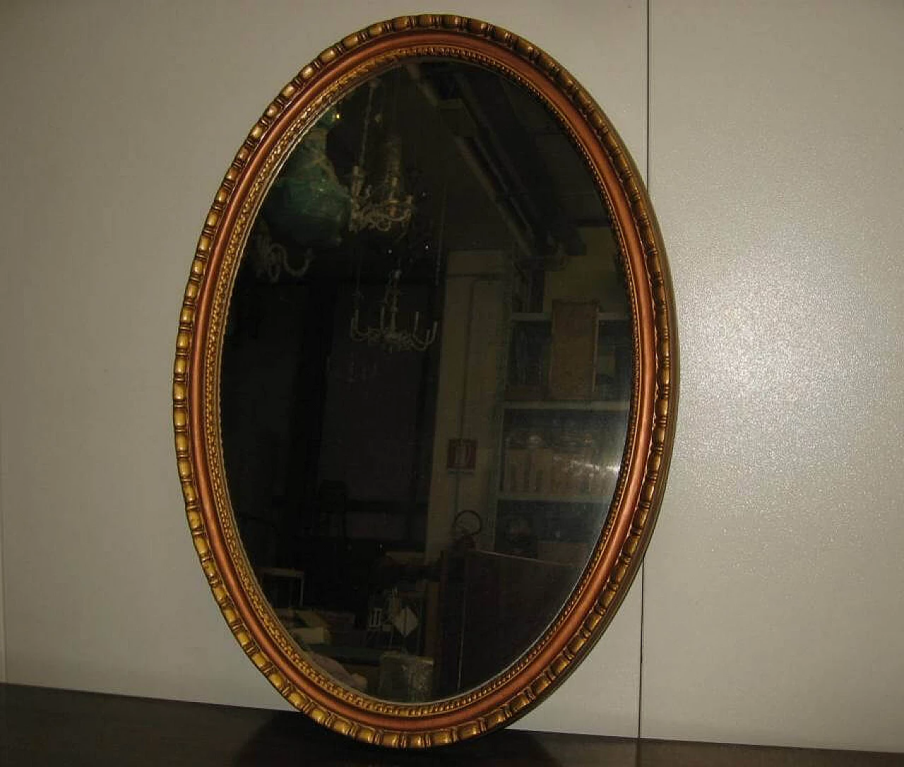 Oval mirror gilded with Matto gold, 70s 1196800