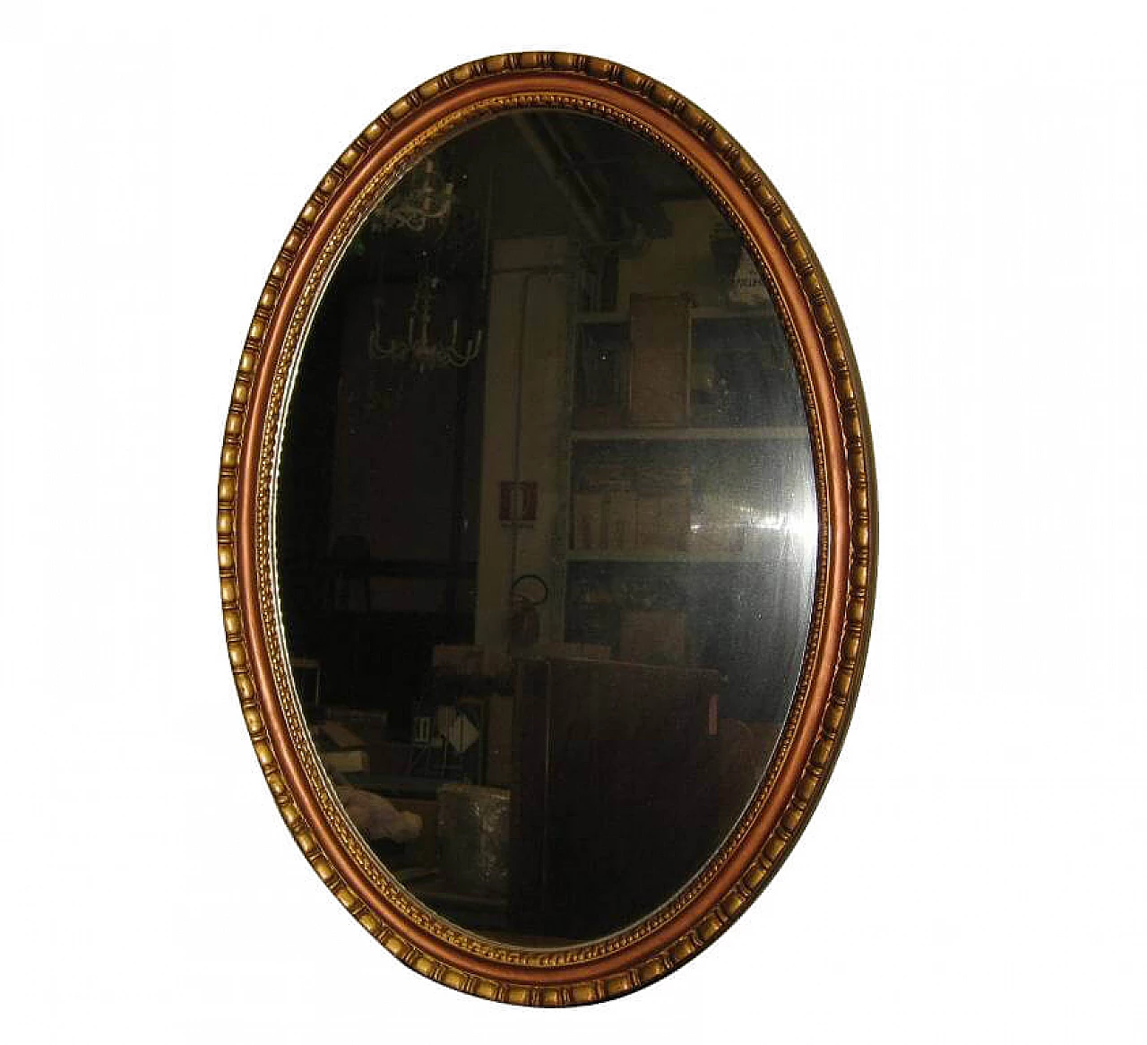 Specchiera ovale dorata a oro Matto, anni '70 1196806