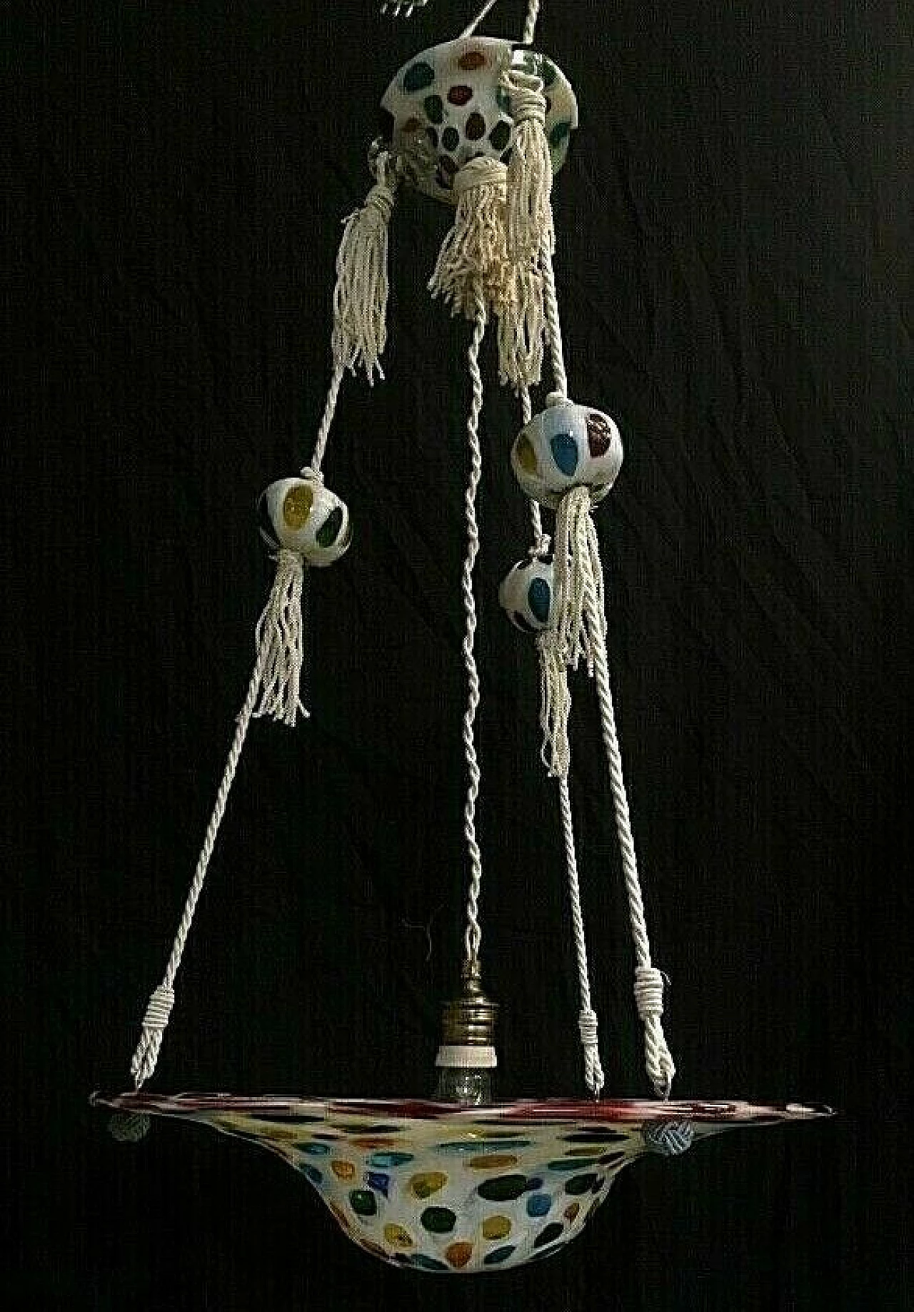 Lampadario con murrine in vetro di Murano di Avem, anni '40 1197036