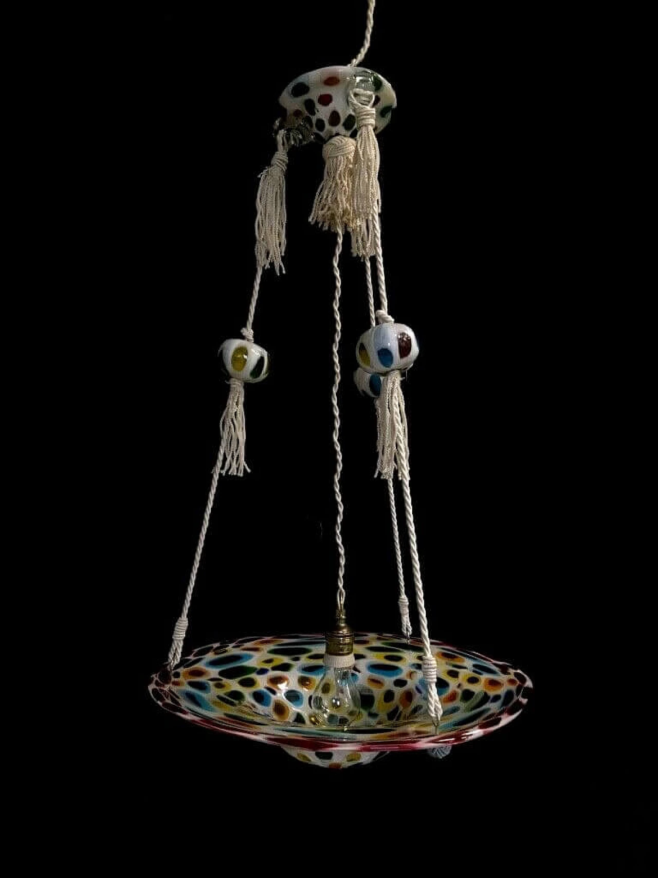 Lampadario con murrine in vetro di Murano di Avem, anni '40 1197037