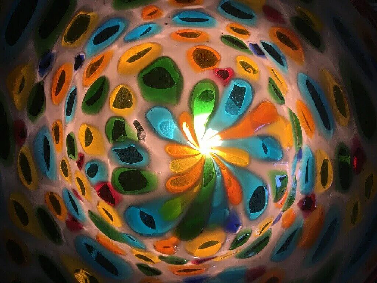 Lampadario con murrine in vetro di Murano di Avem, anni '40 1197041