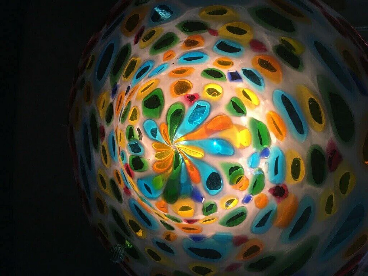 Lampadario con murrine in vetro di Murano di Avem, anni '40 1197042