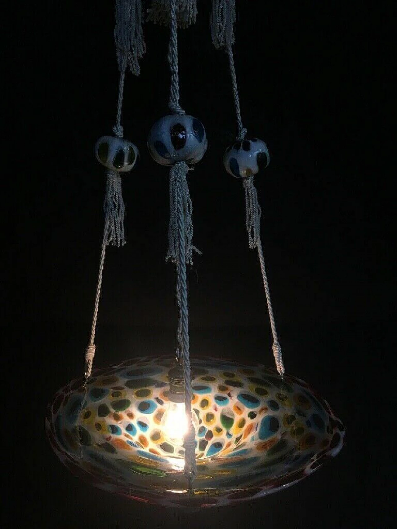 Lampadario con murrine in vetro di Murano di Avem, anni '40 1197043