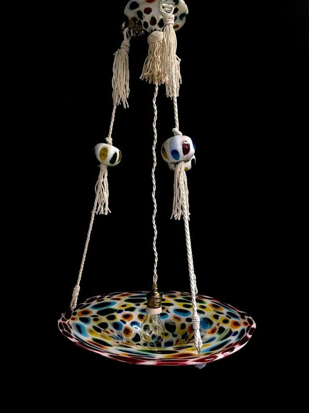 Lampadario con murrine in vetro di Murano di Avem, anni '40 1197045