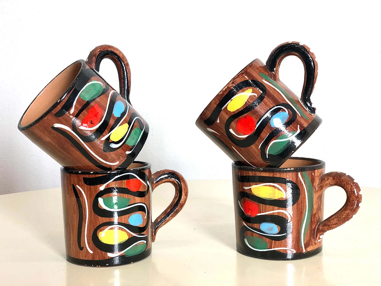 4 Deruta ceramic cups, 60s 1197148